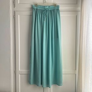 MNG Casual Flowy Maxi Skirt with Pockets, Drawstring Waist & Slits, Medium